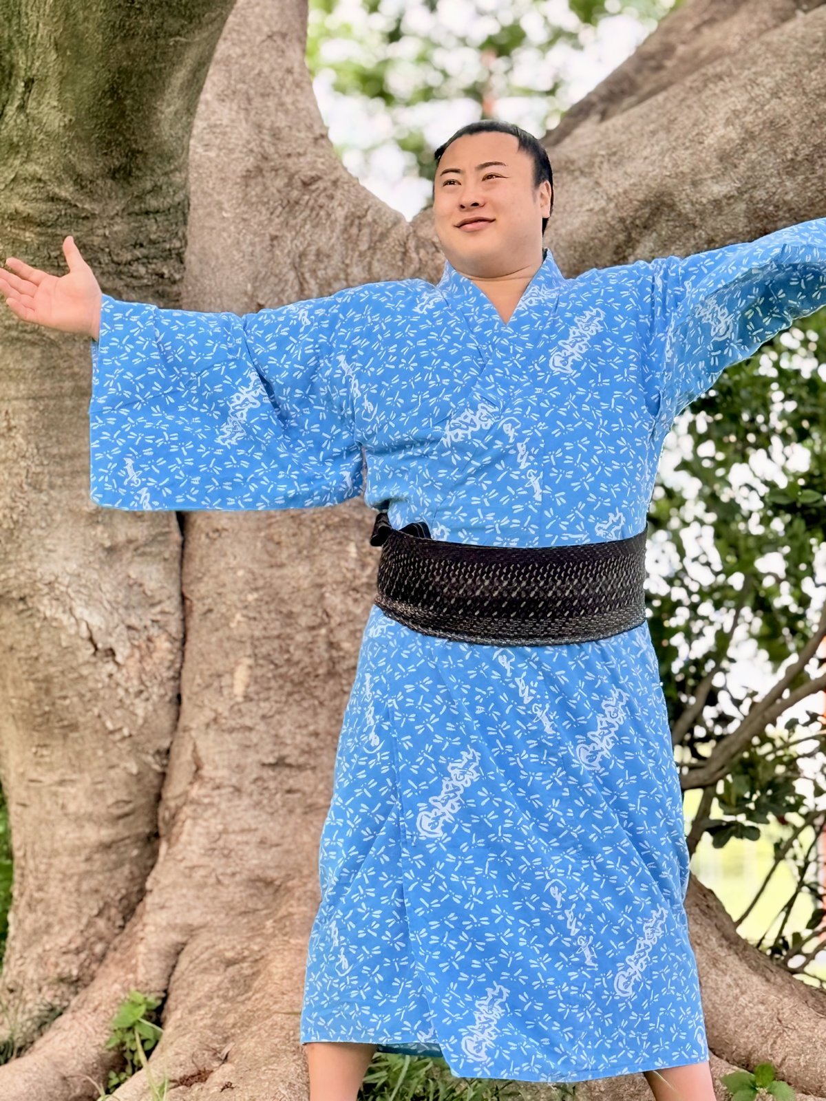By the blossoming tree